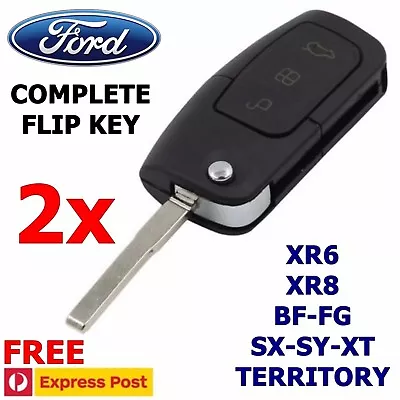 2x FORD 3 Button Transponder Remote Flip Key  BF FG Falcon Territory Mondeo FPV • $55.50