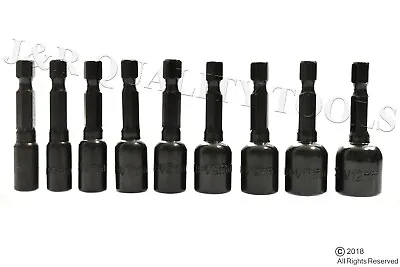 9pc Impact Magnetic Nut Driver Set Metric Nut Setter Power Drill Bit 1/4  Shank • $10.95