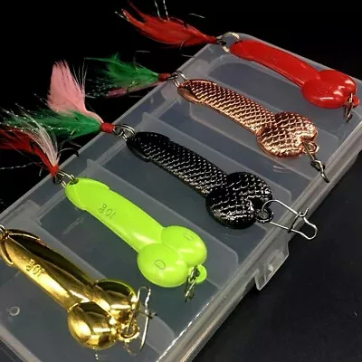 5Pc/Box Hard Metal Spoon Fishing Lures Dick Penis Spinner Fish Bait New Gag Gift • $12.99