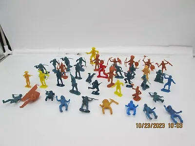 Vintage Marx 1960s Plastic Cowboys Native American Figures Lot Of 39 L1 • $19.99