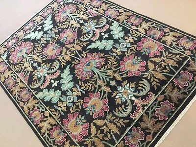 $1259.10 • Buy 5’ X 7’ Black Multicolor William Morris Hand Knotted Oriental Area Rug Wool