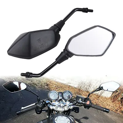 Black Motorcycle Rear View Side Mirrors 10mm For Harley Honda Suzuki Kawasaki • $17.69