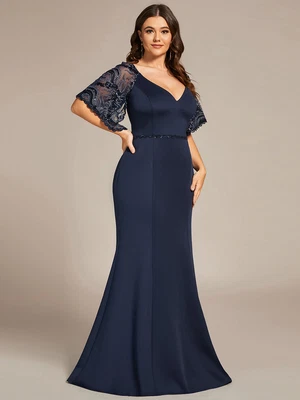 $64.59 • Buy Plus Suze Sexy V Neck Maxi Bodycon Evening Dress With Flare Sleeves