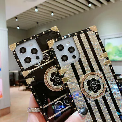 $8.79 • Buy Square Bling Glitter Flower Case Cover For OPPO Reno 6 Pro R11 R9 R17 R15 Realme
