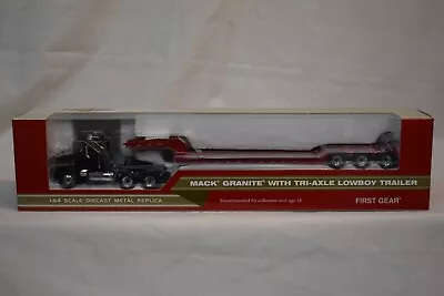 First Gear 1:64 Mack Granite MP With Tri-Axle Low Boy Trailer • $109.99