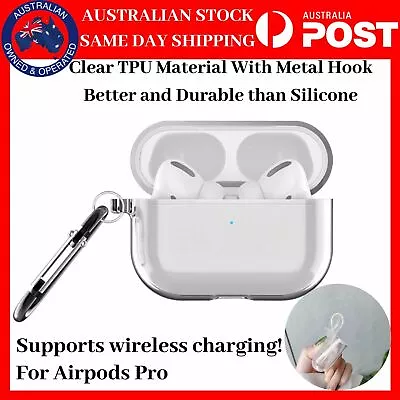 Shockproof For Apple AirPods Pro Case Cover Clear TPU Transparent Holder Hook • $6.99