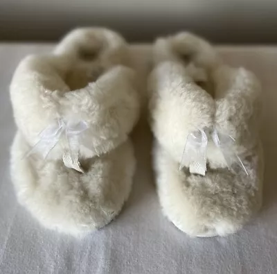 NEW UGG Cream Genuine Sheepskin Slip On Sandals Slides Sz 5 • $44.99