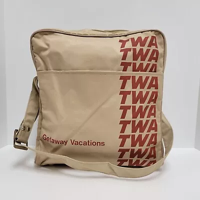 Vintage TWA Trans World Airlines Getaway Vacation Brown Carry On Vinyl Bag • $19.95