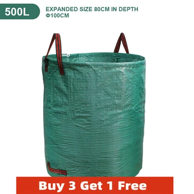 £8.99 • Buy 500L Heavy Duty Garden Waste Bags Reusable Waterproof Leave Grass Refuse Sack UK