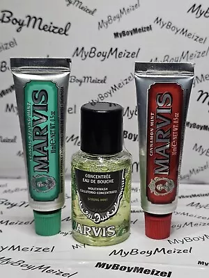 MARVIS Toothpaste & Mouthwash Travel Set Cinnamon Mint 2 X .5 Oz Paste 1 Oz Wash • $12.50