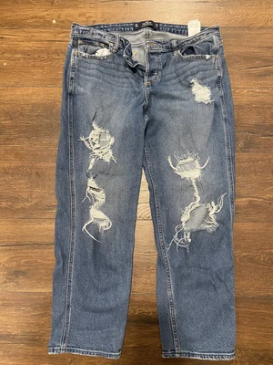 £8.14 • Buy Hollister Ladies Low Rise Crop Boyfriend Jeans W 32 L 26 15R Distressed