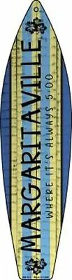 Margaritaville Metal Surfboard Sign 17  X 4.5  ↔ Bar Pub Always 5:00 Wall Decor • $14.48