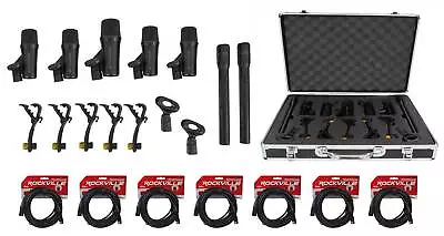 Rockville PRO-D7 KIT 7 Drum Mics W/Kick+Snare+Pencil Microphones+XLR Cables • $194.95