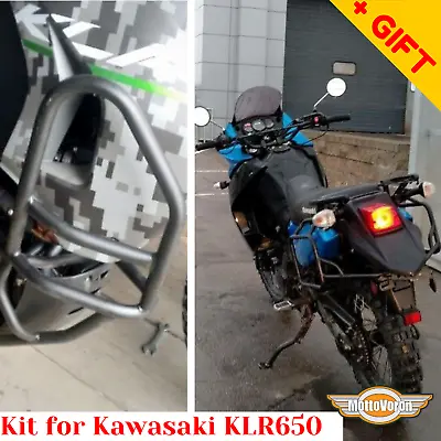 For Kawasaki KLR650 Side Carriers KLR 650 Crash Bars Pannier Rack Engine Guard • $719.94