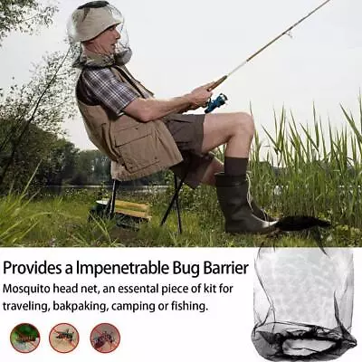 Midge Mosquito Net Hat Insect Bug Mesh Head Face Protector Travel Camping X3R1 • £2.71