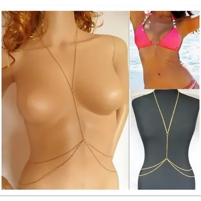 Body Chain Jewelry Bikini Waist Gold Belly Sexy Beach Harness Slave Necklace UK • £4.98