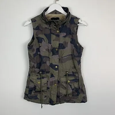YMI Womens Small Camo Vest Full Zip Snaps Pockets Fleece Lined • $13.96