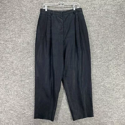 Amanda Smith Dress Pants Women 16 Plus Linen Black Gathered Flat Front High Rise • $12.59