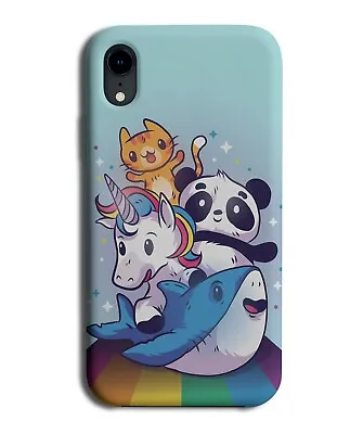 Panda Unicorn Shark And Cat On Rainbow Phone Case Cover Colourful Girls J870 • £14.95