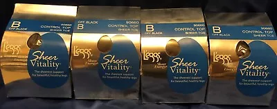 $11.88 • Buy 4 Pair Leggs Sheer Energy Vitality Pantyhose Size B Off Black