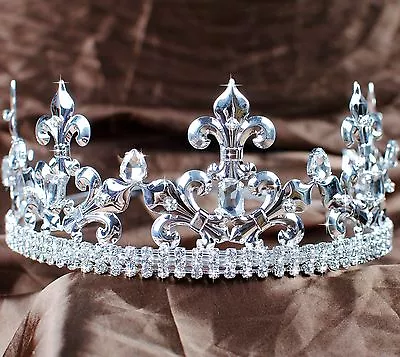 Men King Tiara Imperial Medieval Rhinestone Crown Headband Pageant Party Costume • $31.05