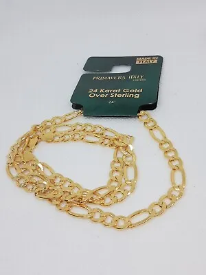 $29.99 • Buy Primavera 24k Gold Over Silver Figaro Chain Necklace - 24 In. (26.42g) MSRP $300