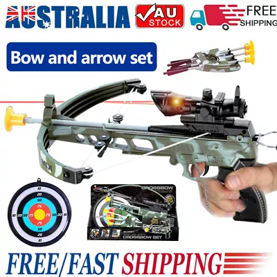 Childrens Outdoor Sport Shooting Toy Set Mini Bow And Arrow Gun Gift AU STOCK • $42.99