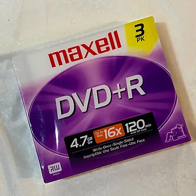 Maxell  DVD+R 3 Pack 4.7GB  New And Sealed DVD Re-writeable RW • $11.99