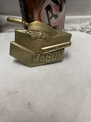 Vintage Solid Brass Masonic Belt Buckle 1980 Baron Brass • $15