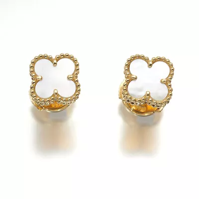 Auth Van Cleef & Arpels Earrings Sweet Alhambra MOP 18K 750 Yellow Gold • £1913.31