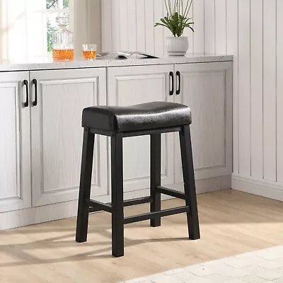 EHemco Heavy-Duty Faux Leather Saddle Seat Kitchen Barstool 24.8 (Collectible) • $39.99