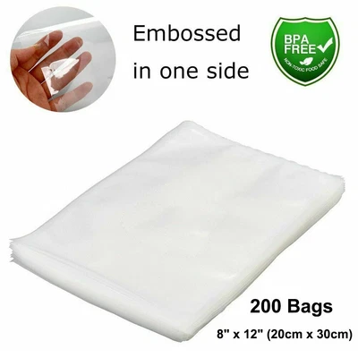 $32.98 • Buy 200 8  X 12  QUART Vacuum Food Meat Storage Saver Sealer Fresh Keeping Bag 4 Mil