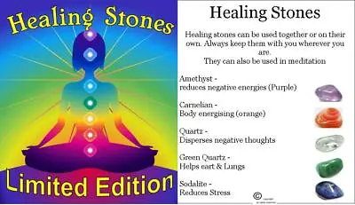 Ltd Edition Healing Stone Set Chakra Crystals Natural Healing FREE Chart & Pouch • £3.75