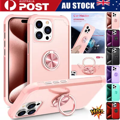 For IPhone 15 14 13 12 11 Mini Pro Max XR Shockproof Case Heavy Ring Stand Cover • $13.49