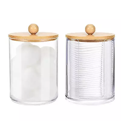 Q Tip Holder 2 Pack Bathroom Jars With Lids Set Cotton Pads Holder Bathroom • $24.59