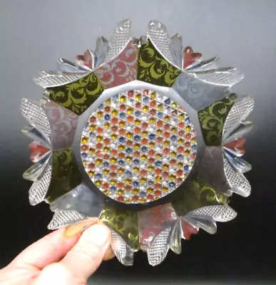 Old Antique 19thC BIEDERMEIER Bohemian Austrian Art Glass Cut Enameled 7  Plate • $150