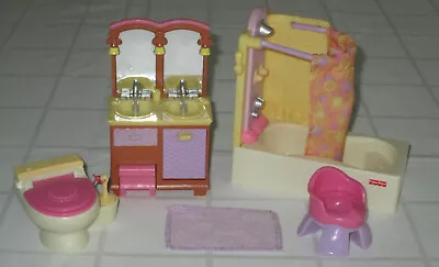 Fisher Price Loving Family Doll House Bathroom 2006 Complete Set Very Clean Vgc • $48