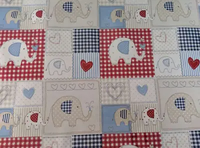 £0.99 • Buy Patchwork Gingham Checked Elephant Oil Table Cloth Pvc Coated Cotton Wipe Clean 