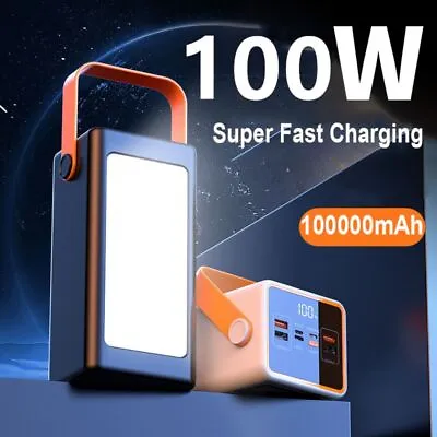 $89.93 • Buy Fast External Battery Charger Quick Charger Power Bank 100000mAh LED Light 100W