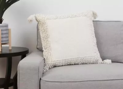 Cream Lisburn Chenille Tassel Throw Pillow Thro Marlo Lorenz 20x20  • $22