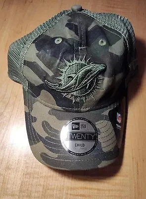 New Era 9TWENTY Miami Dolphins Camo Trucker Hat - Child Size - Adjustable - NWT • $25.99