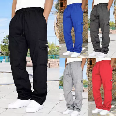 Mens Cargo Pants Joggers Elasticated Waist Combat Trousers Tracksuit Bottoms US • $30.17