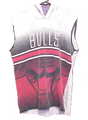 Vintage Chicago Bulls Nba Basketball Sleeveless Hoodie Sweatshirt Shirt Medium • $24.99