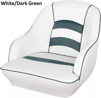 Captain Pilot Bucket Boat Helm Seat White Green Marine Grade Padded Vinyl Chair • $285.89