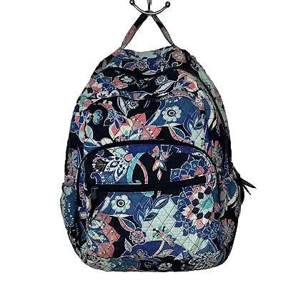 Vera Bradley Essential Large Laptop Backpack Retired Black Blue Pink Floral • $26.59