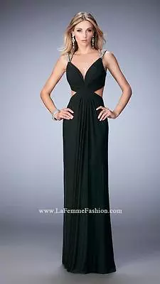 $338 Nwt Black La Femme Prom/pageant/formal Dress/gown #22384 Size 12 • $149