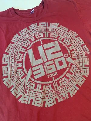 U2 360 Tour Maroon Red T-Shirt Concert 2009 2011 Bono Graphic Print Rare Rock L • $22