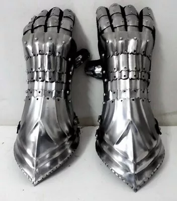 18GA Steel Medieval Knight Late Gothic Finger Gauntlets Armor Gloves SCA • $79