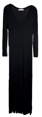 Veronica M  Womens 3/5 Sleeve Side Slits Maxi Dress Black Size Small • $29.99