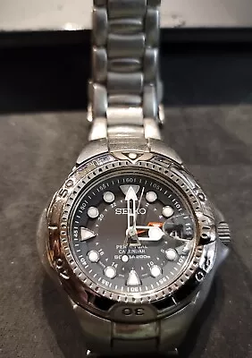 Seiko 8F58 Titanium GMT Perpetual Calendar 200m Diving Men's Watch • $199.99